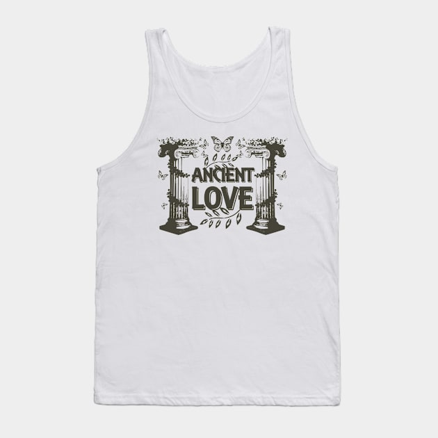 Ancient Love - Retro Roman Pillar with Leaves and Butterflies Tank Top by Jahmar Anderson